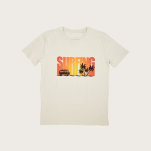 t-shirt man surfing vintage white